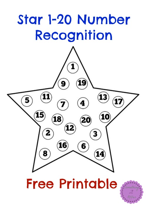 Star 1 20 Number Recognition Free Printable